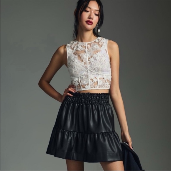 Anthropologie Dresses & Skirts - NWT Anthropologie The Somerset Mini Skirt;
Faux Leather Edition in Black
